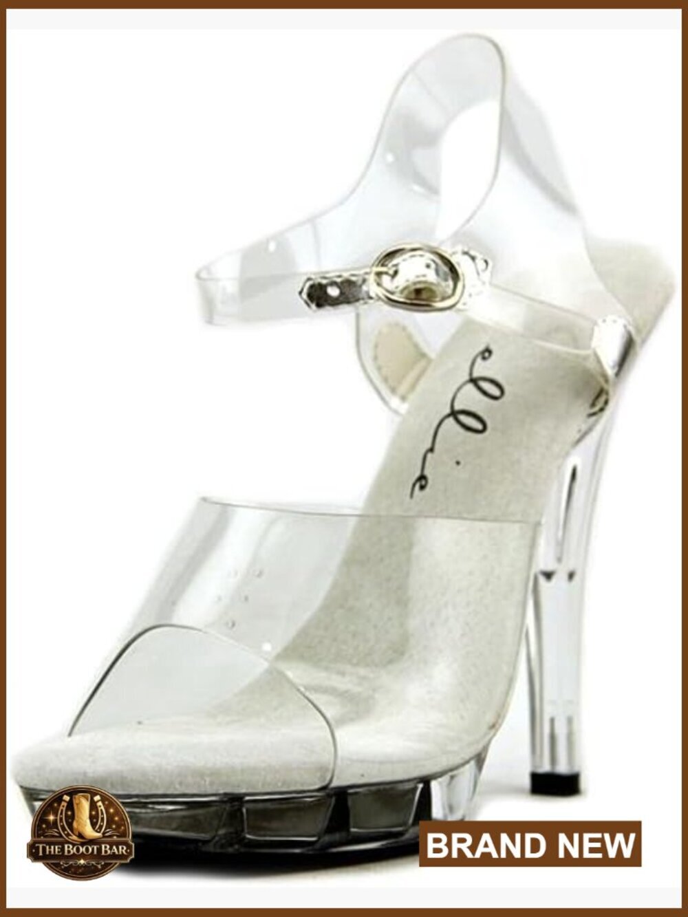 Clear Platform Sandals with Rhinestone Ankle Strap Stilettos